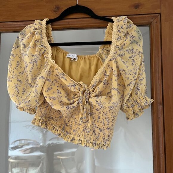 ENDLESS ROSE Floral Chiffon Crop Top Size Small - Picture 4 of 6